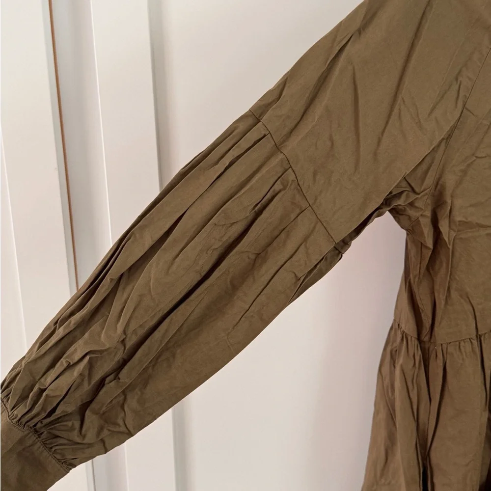Olive 100% Cotton Midi Dress - A Bronze Age M - Picture 4 of 5